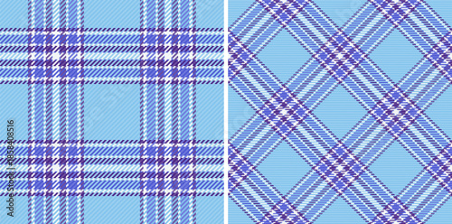 Tartan fabric background of textile seamless vector with a check pattern plaid texture. Set in sea colors. Stylish outfits for the family.