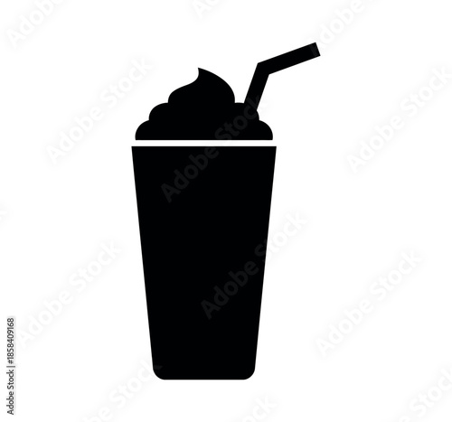 Milkshake icon silhouette vector illustration isolated on white background