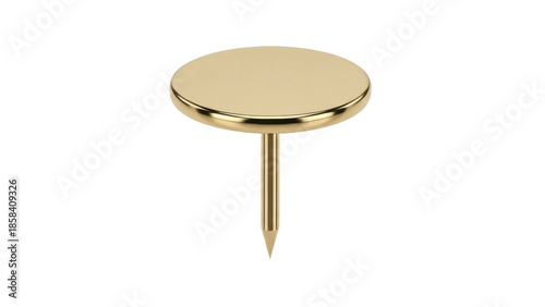 Obraz na plátně Isolated golden push pin tack against neutral setting used for office memo board