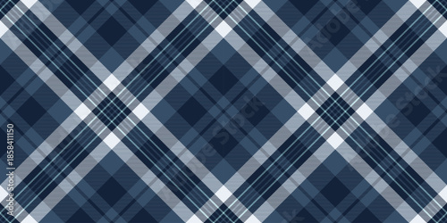 Classy fabric seamless background, relax plaid vector tartan. Intense pattern check texture textile in dark and blue colors.