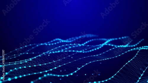 Technological design of network connection. Abstract background with intertwined dots and lines. 3D rendering.