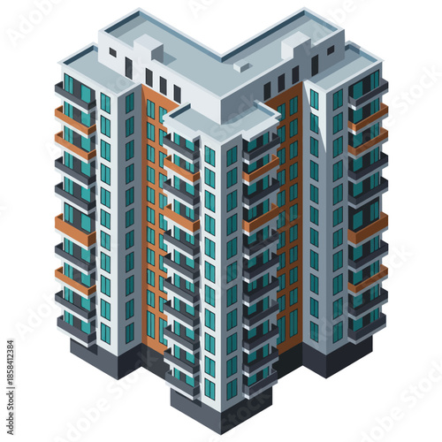 3D Apartment Building Illustration.