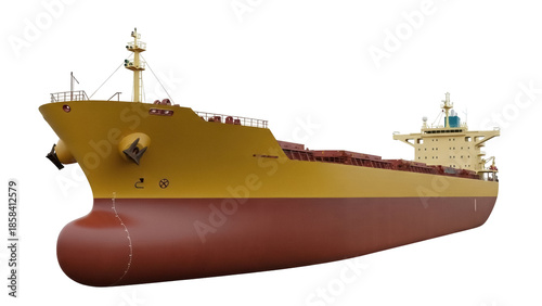 Schilderij op canvas Isolated ocean cargo ship on display ready for trade and commerce activities aro