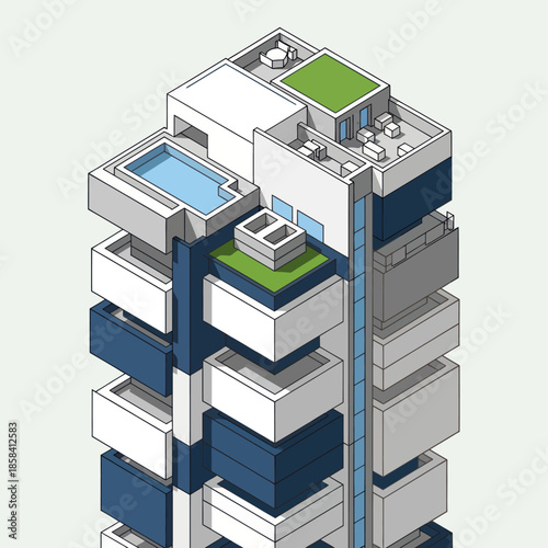 Modern Apartment Building Architecture.