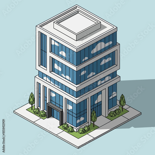 3D Isometric Office Building.