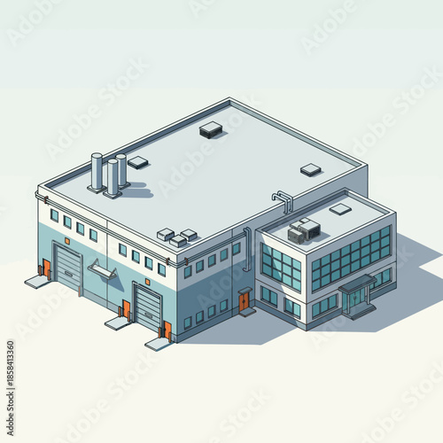 Isometric Industrial Building Structure.