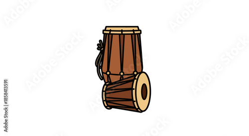Cartoon Indian Tabla Drums Set Illustration.