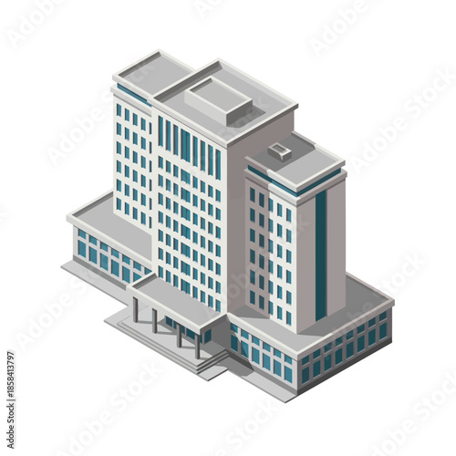 3D Modern Office Building Illustration.