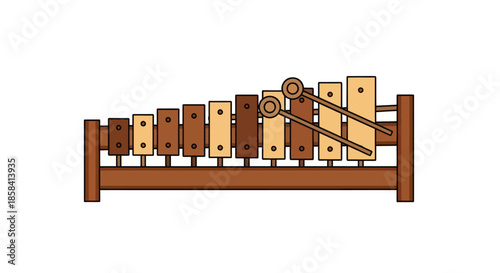 Colorful Wooden Xylophone with Mallets Musical Instrument.