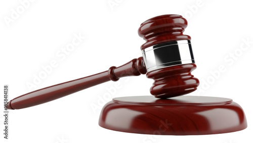 Foto Isolated wooden judge gavel and sound block resting, on a light surface, law and