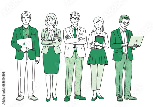 Professional team with laptops\Flat Vector Illustration - Vector stock illustration - Technology stock illustration - Business stock illustration - website stock illustration