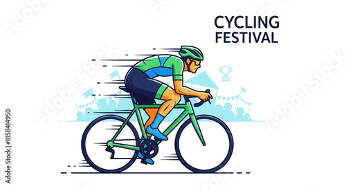 Athletic Cyclist in Motion During a Cycling Festival Event.