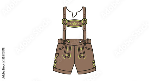 Tableau sur toile Traditional Bavarian Lederhosen with Suspenders and Decorative Stitching