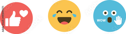 Like, Love, Laugh and Wow Icons for Digital EngagementLike, Love, Laugh and Wow Icons for Digital Engagement
