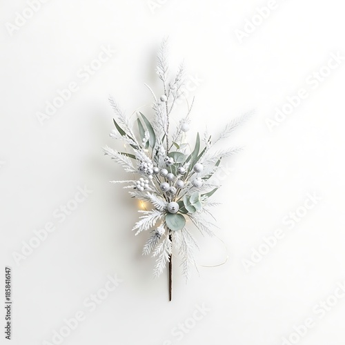 A macro closeup of winter frost on the branches of a pine tree creates a natural pattern of blue snow and ice, perfect for a Christmas holiday nature decoration