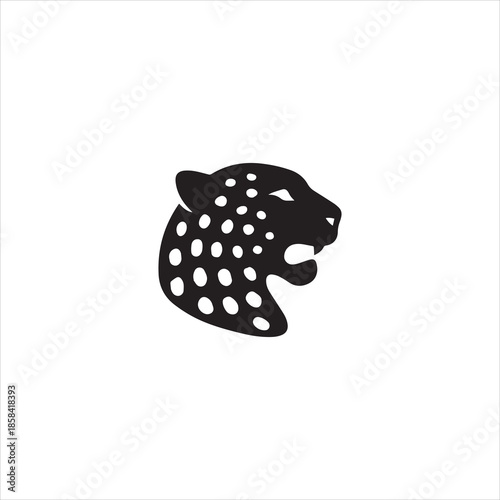 Silhouette Jaguar head profile black and white illustration vector illustration