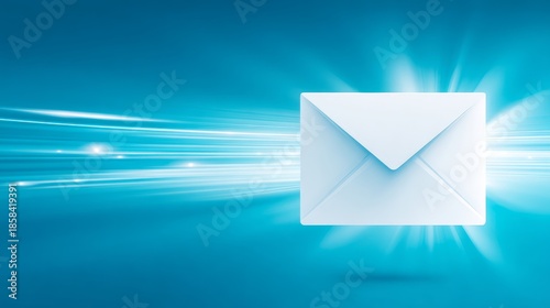 Email envelope icon on blue background white email envelope icon on vibrant blue backdrop