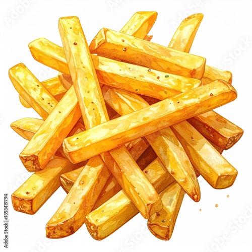 Golden french fries, piled high