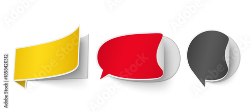 Special offer tags, price tags for discounts, promotional offers, speech bubbles. Message stickers.