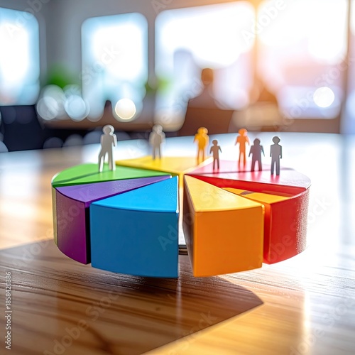 Colorful pie chart with miniature people (3)