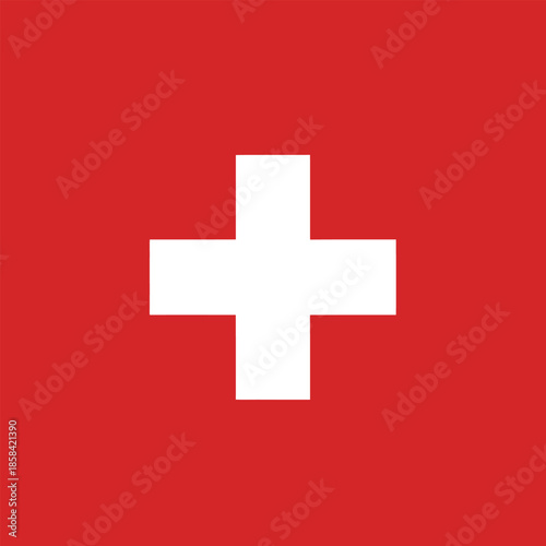 a vibrant depiction of the swiss flag showcases a bold white cross centered on a field of striking red color