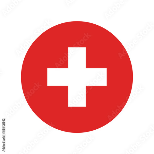 a simple visualization displaying the national flag of switzerland featuring a prominent white cross centered on a vibrant red circular background