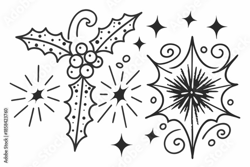 Black and white floral ornament