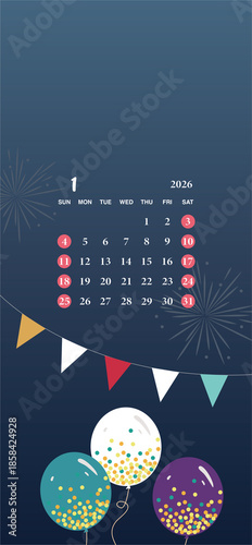 2026 January Calendar Phone Wallpaper