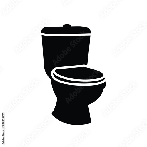 a simple black and white illustration depicts a classic toilet design with its tank and bowl clearly visible focusing on sanitation
