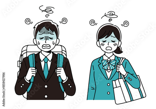 Stressed office workers - Lifestyle Illustration, Flat Line Art, Flat Style Illustration, Flat Line Illustration, Cartoon Line Illustration, Modern Outline Flat Illustration