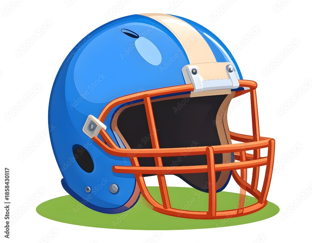 Fototapeta premium Blue American Football Helmet Vector Illustration Isolated on White Background