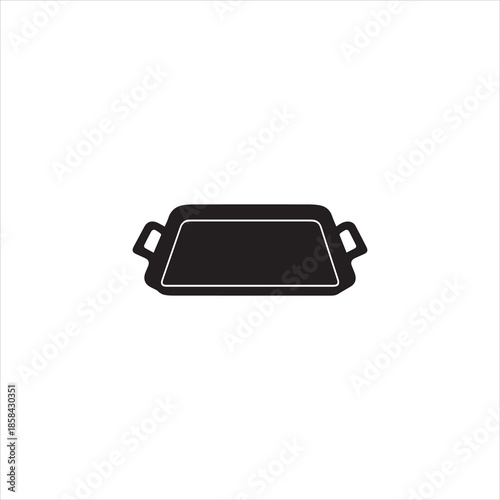  Silhouette serving tray kitchenware object for restaurant bar vector illustration