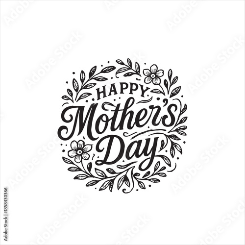“Happy Mother’s Day Hand Lettered Typography Design”