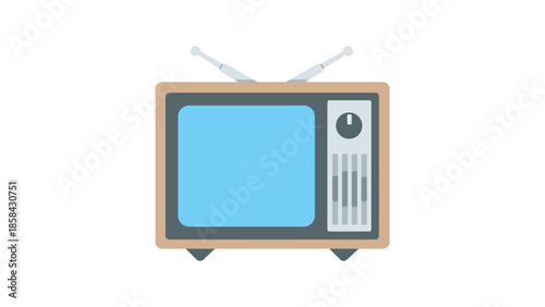 Old Television Vector Isolated Emoticon. TV Icon .