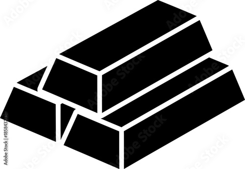 Three black gold bars stack for finance, investment, wealth, treasure, money, success, business, rich, financial concept. Vector icon for app, web, print