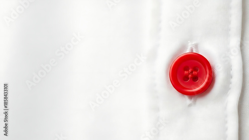 A close-up shot of a vibrant red button on a crisp white shirt, highlighting contrast and detail.