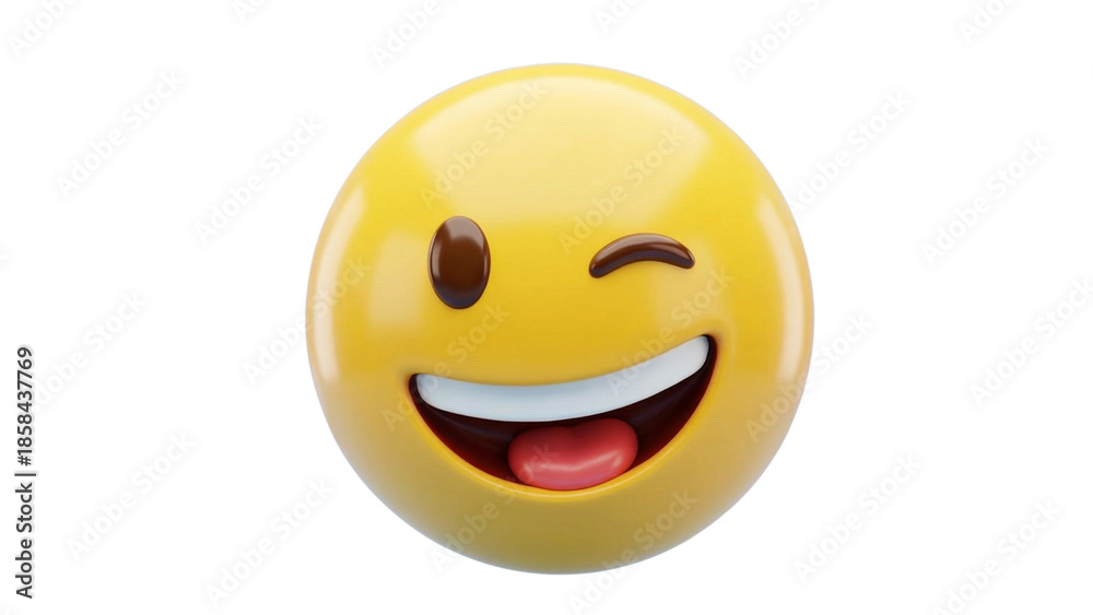 Fototapeta premium Happy emoji with tongue out and winking eye