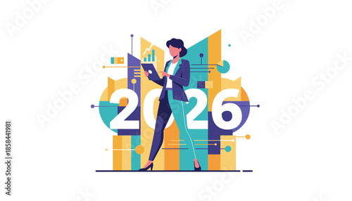 Businesswoman uses tablet for 2026 financial planning and strategy