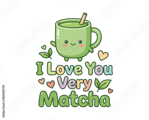 kawaii green tea mug matcha background tshirt