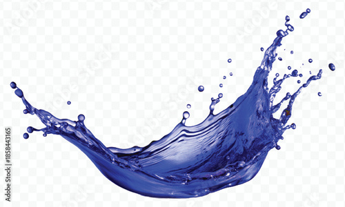 realistic 3d smooth liquid clean water splash in different color and curve style isolated on transparent background
