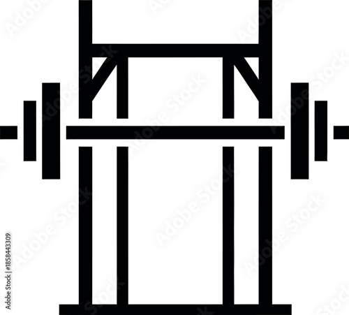 Weightlifting Equipment Silhouette: A minimalistic silhouette of a weightlifting rack and barbell, showcasing the essential tools for strength training.