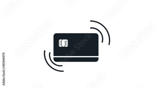 Wireless credit card transaction in progress with motion lines indicating contactless payment