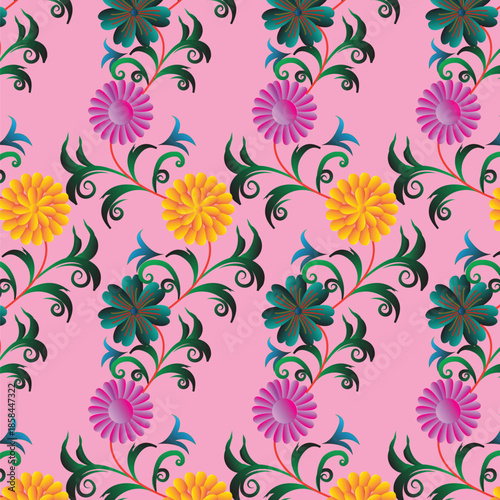seamless pattern with colorful flowers 