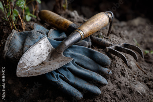 Garden Tools and Gardening Glove