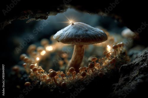 Mushroom Cluster Under Darkness
