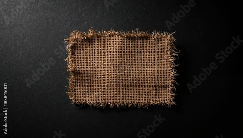 Rough linen jute sackcloth isolated on black background, useful as natural textile backdrop, World Environment Day © The 2R Artificiality