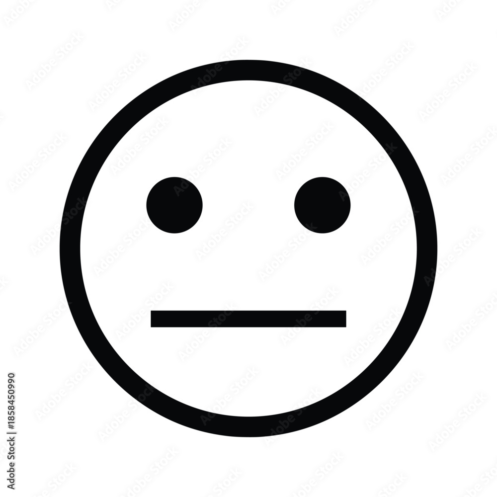 Fototapeta premium Unhappy face simple black white emotion