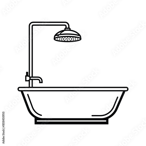 Black and white bathtub with shower head