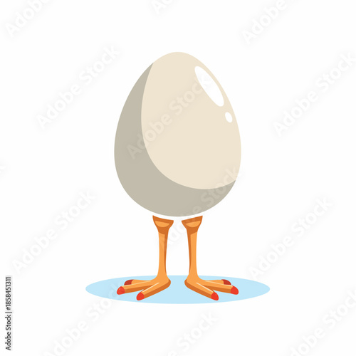 Humorous egg character with bird legs, a creative concept and illustration
