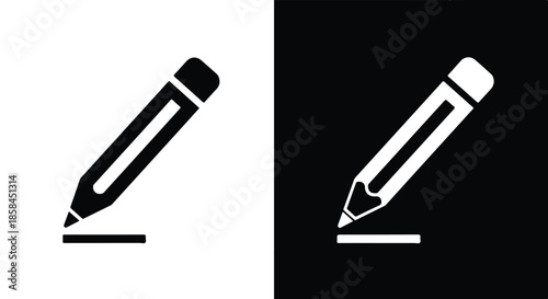 Pencil and paper - Black and White Vector Symbol, Minimal Solid Vector Illustration, Minimal UI Vector, Flat Solid Vector, Flat Vector Illustration, icon, Editable stroke icon, Modern icon